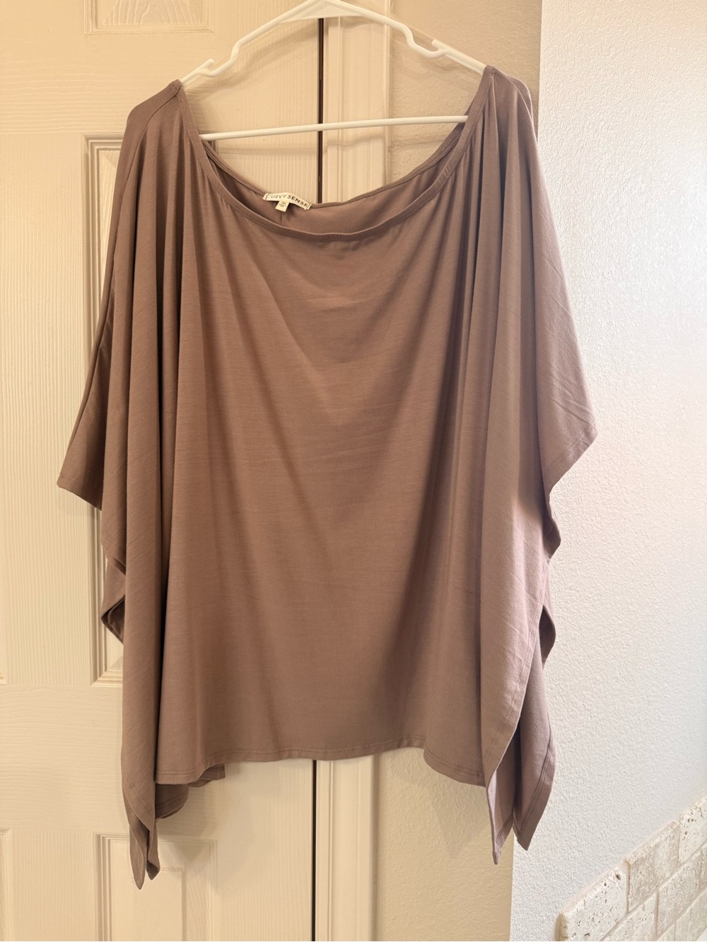 Draped Taupe Poncho Top